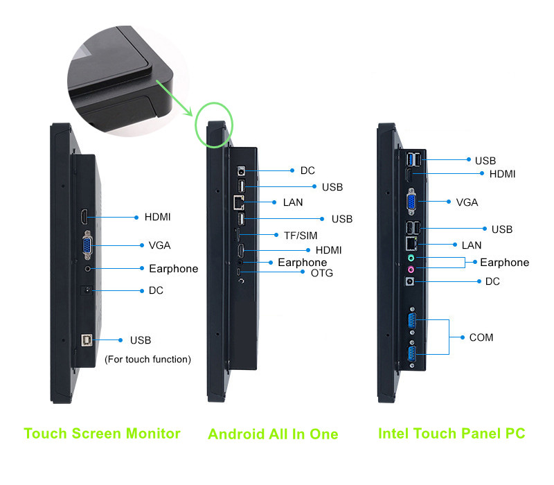 industrial touch monitor HDMI VGA USB interface for vending controller