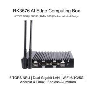 rk3576 ai edge computing box fanless industrial pc