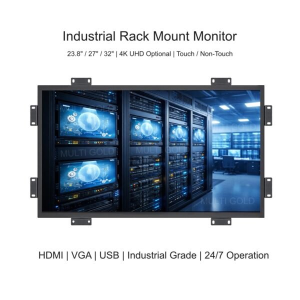 Side Rackmount Monitor Rack Mount Industrial Monitor 23.8 27 32 Inch 4K Touch Display